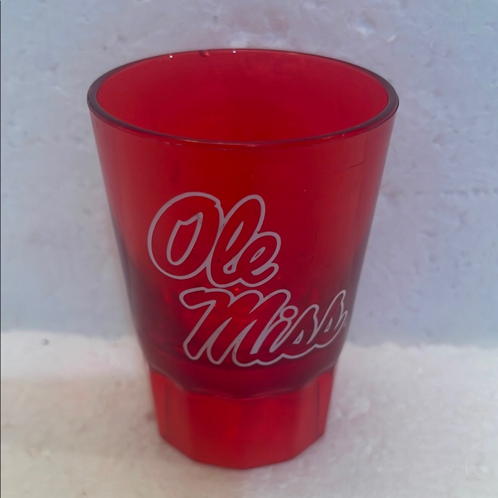 Ole Miss Red Shot Glass plastic